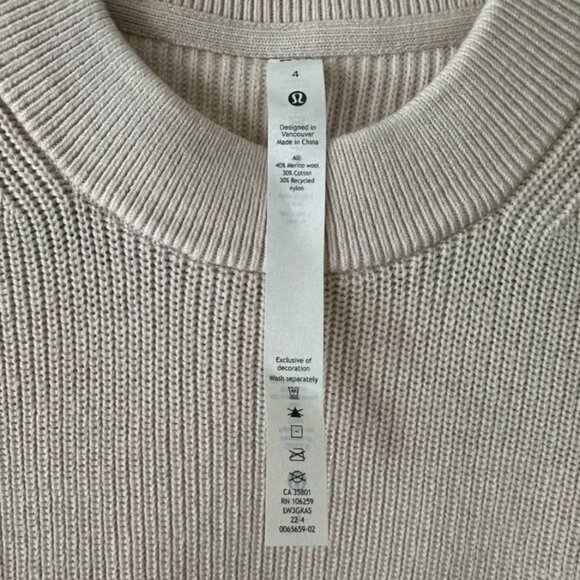 Lulu Lemon Wool Sweater Size 4 (Brand New, Never Worn) - Picture 2 of 3